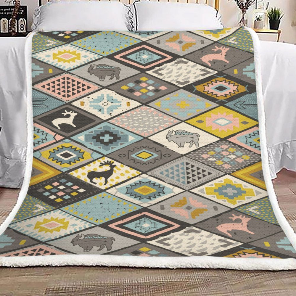 Native American Sherpa Fleece Blanket