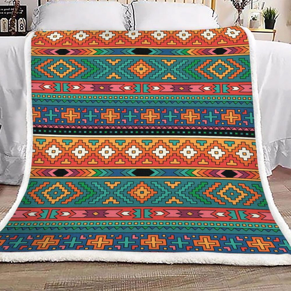 Native American Sherpa Fleece Blanket