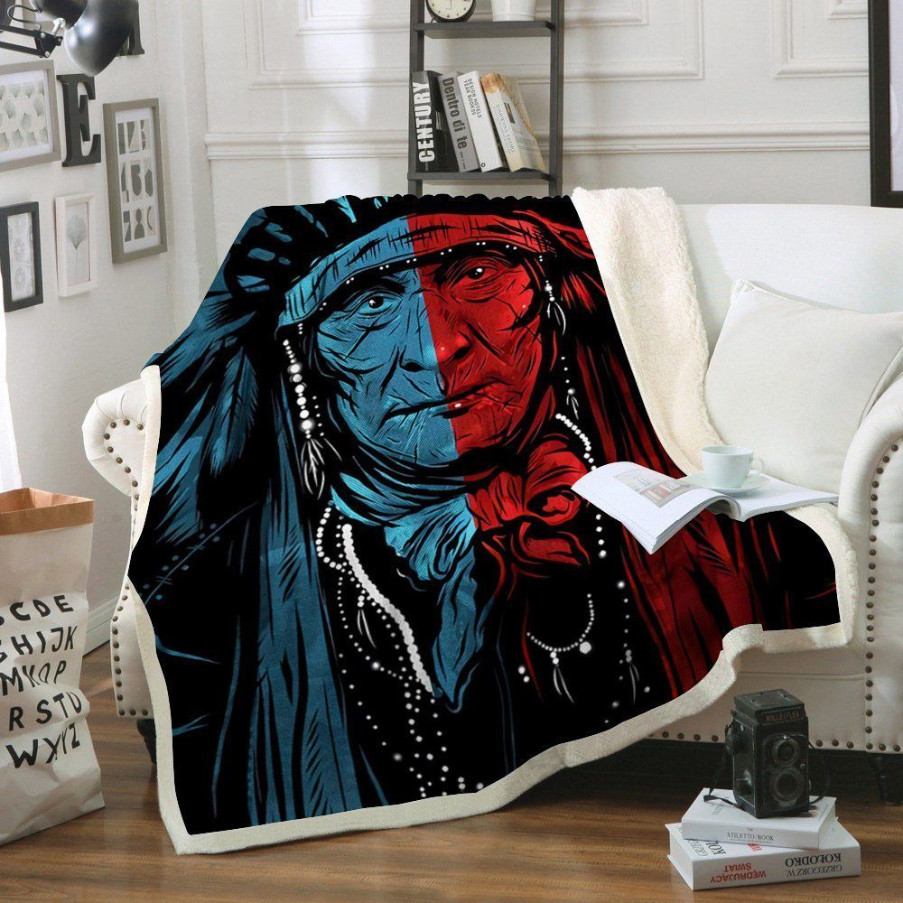 Native American Sherpa Fleece Blanket
