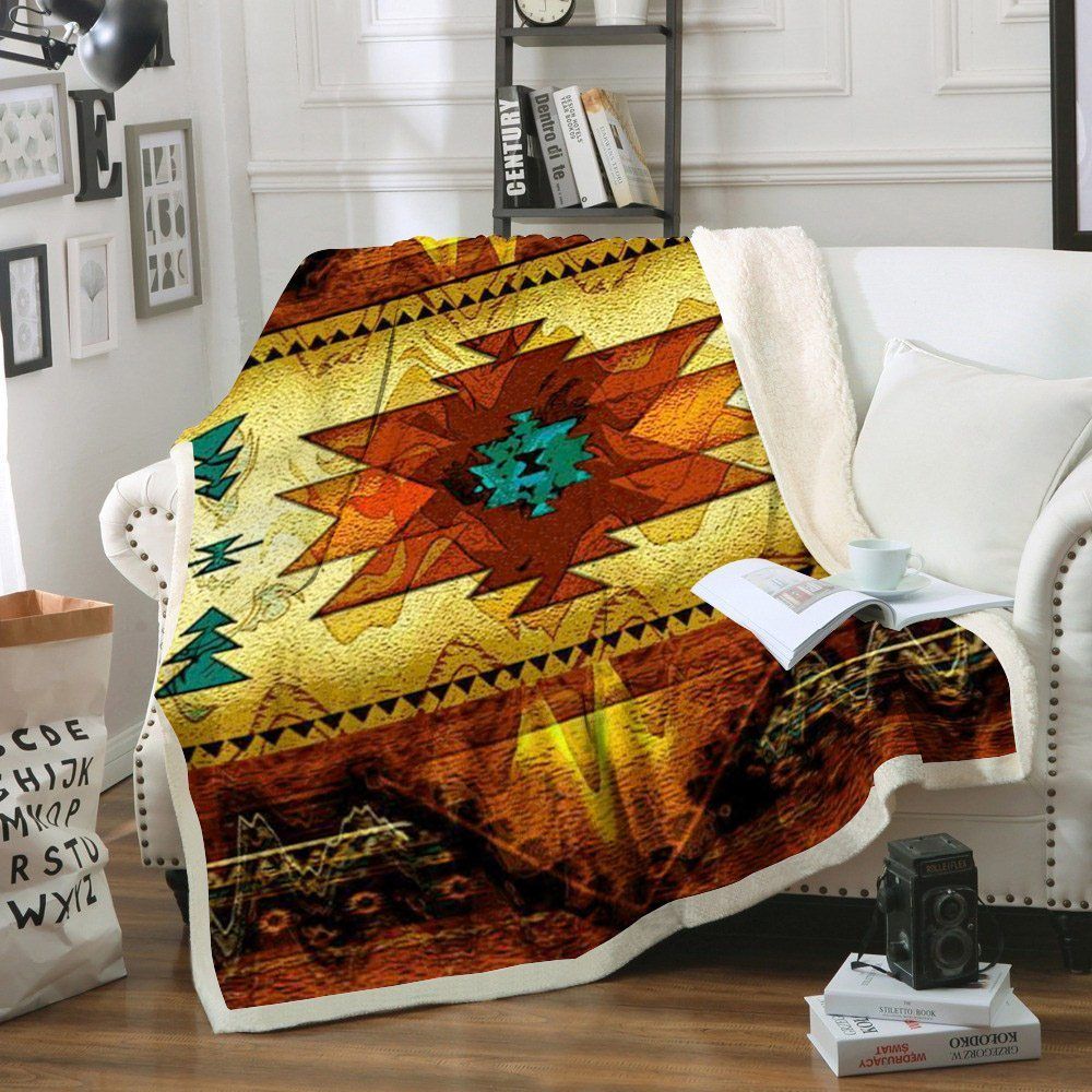 Native American Sherpa Fleece Blanket