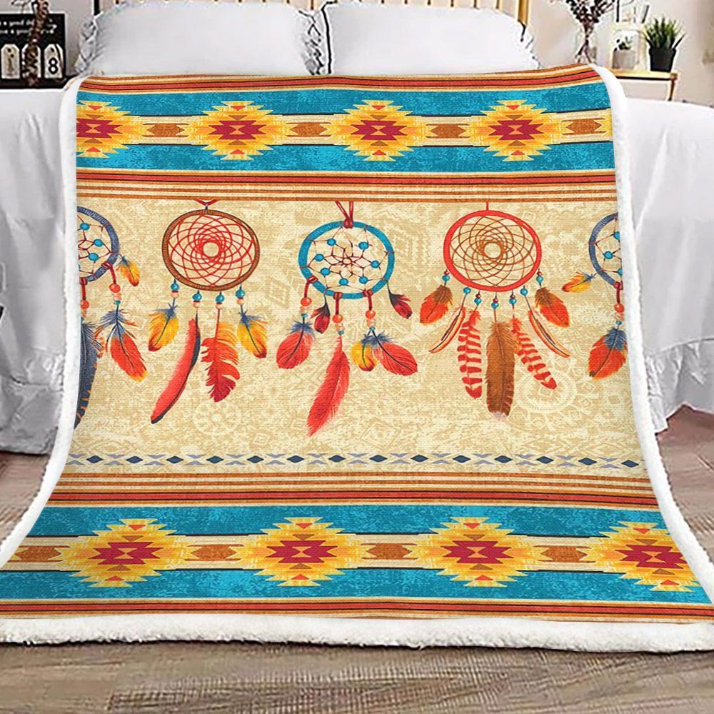 Native American Dreamcatcher Sherpa Fleece Blanket