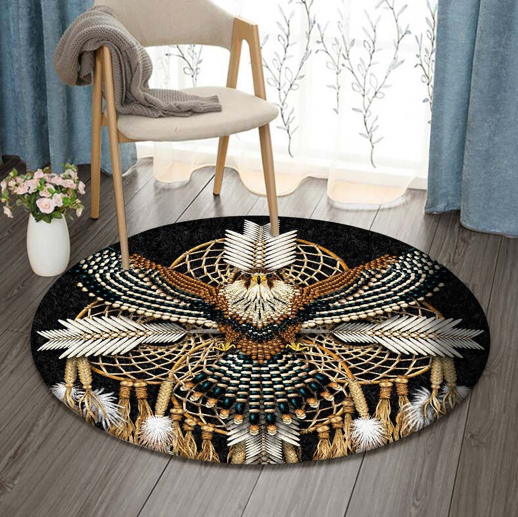 Native American Dreamcatcher Eagle Round Carpet