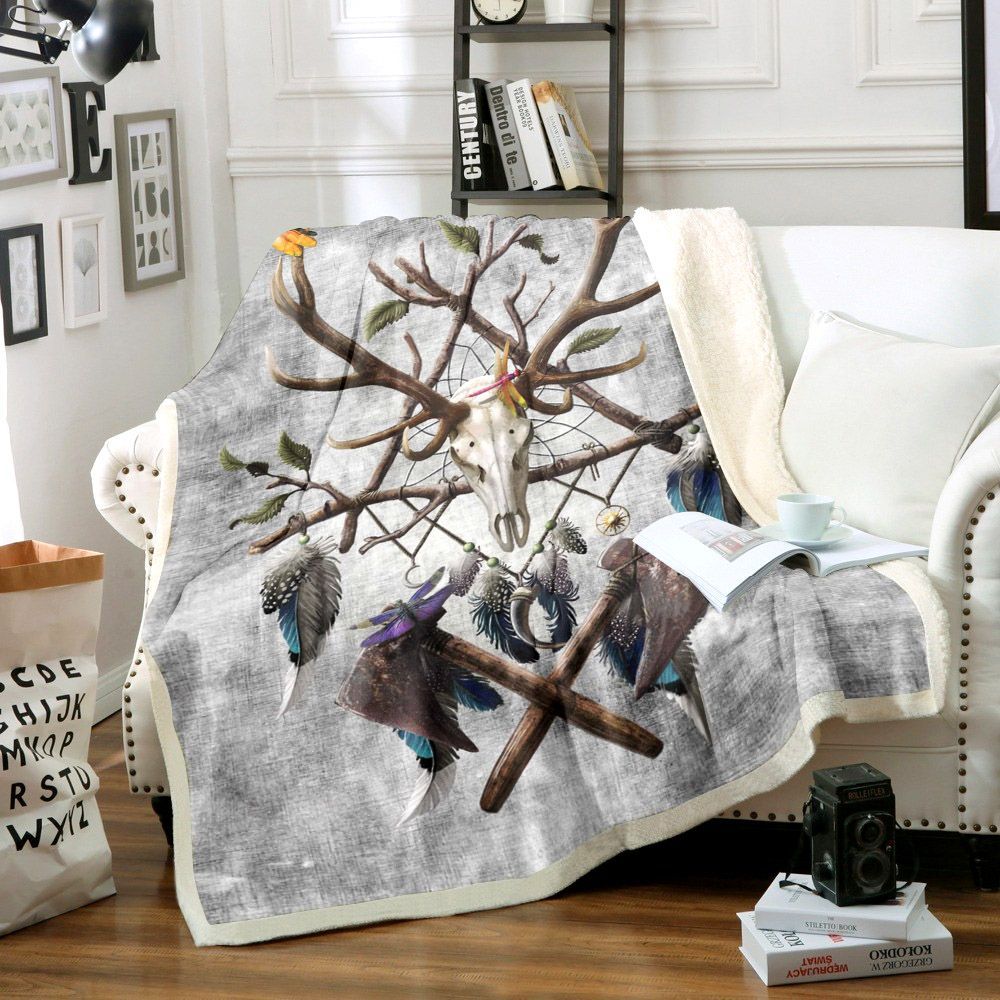 Native American Dreamcatcher Sherpa Fleece Blanket