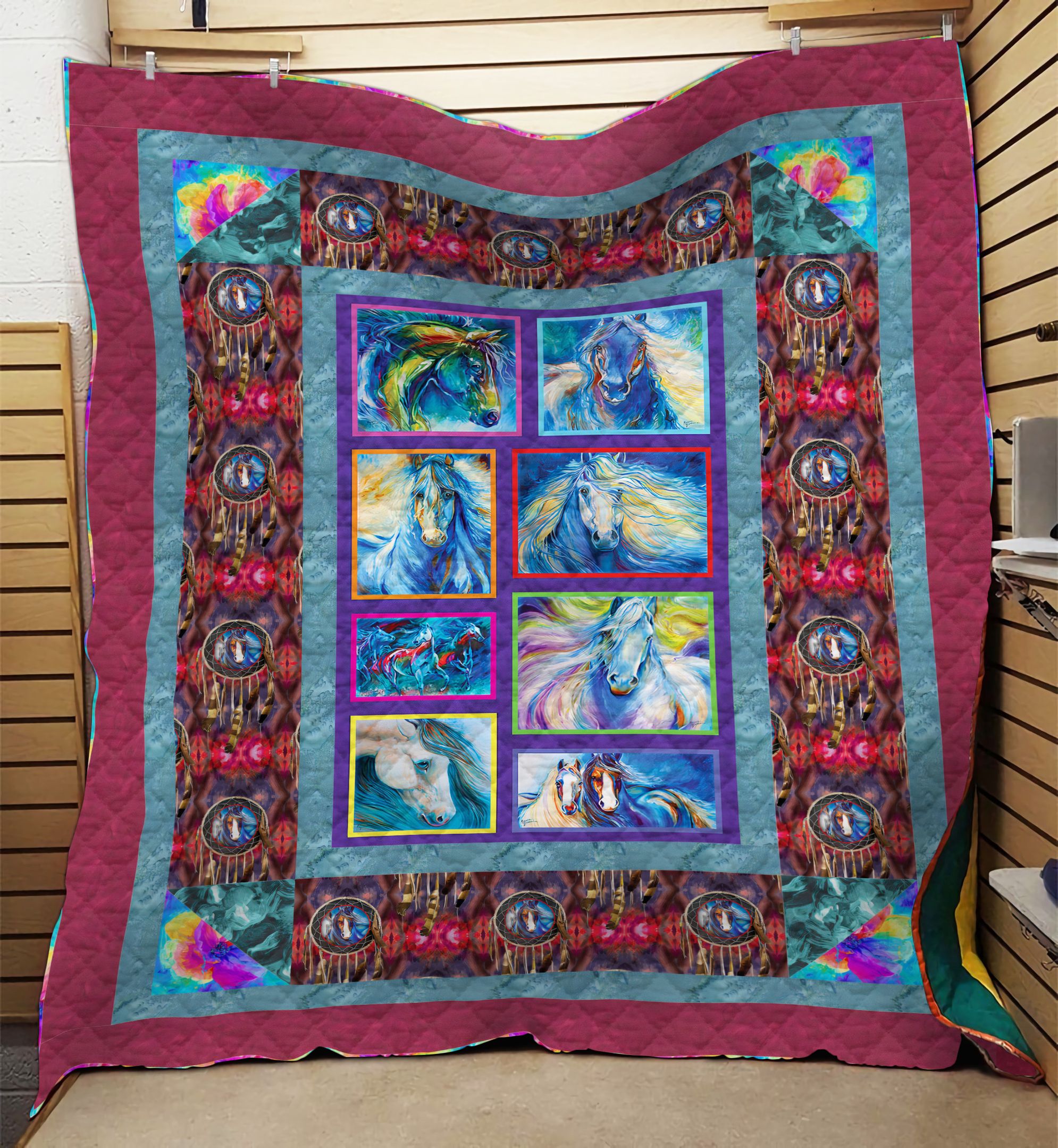 Native American Dreamcatcher Horse NI1210051MT Quilt Blanket