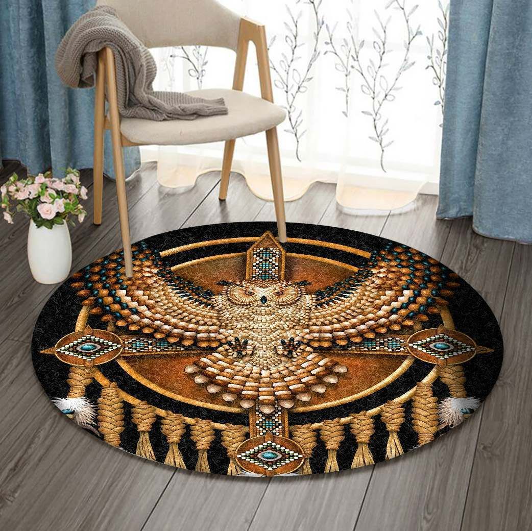 Native American Dreamcatcher Owl Round Carpet