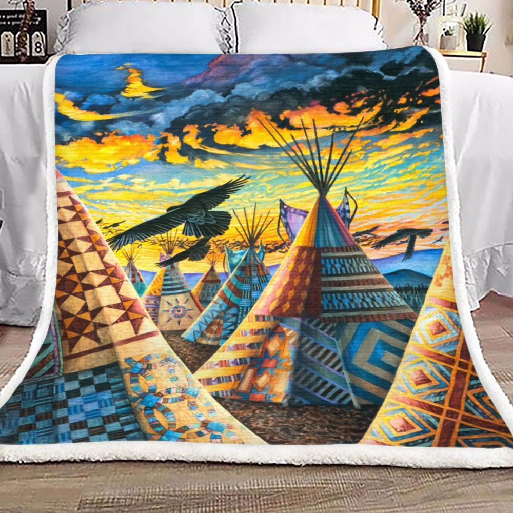Native American Eagle Sherpa Fleece Blanket