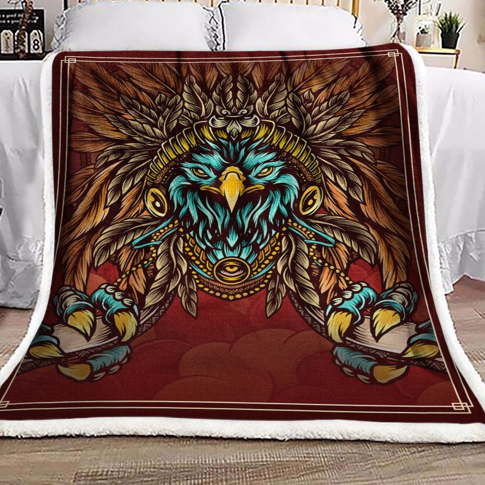 Native American Eagle Sherpa Fleece Blanket