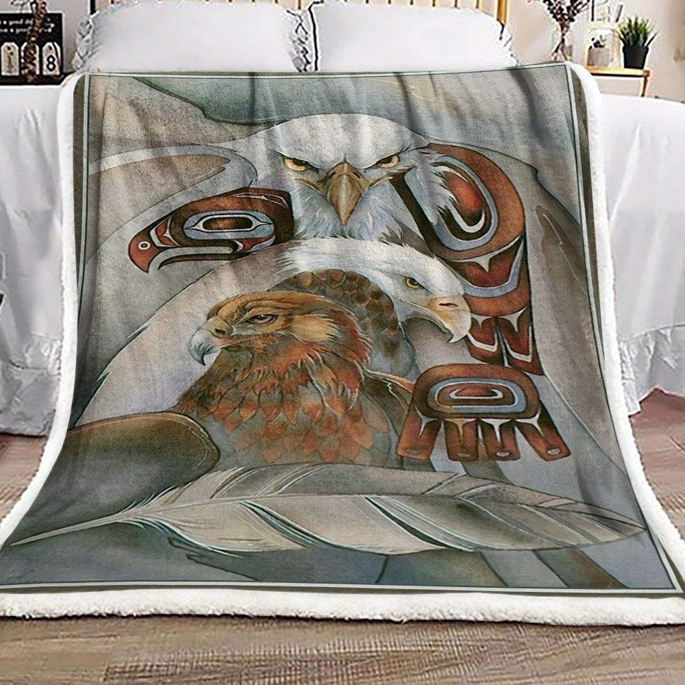 Native American Eagle Sherpa Fleece Blanket