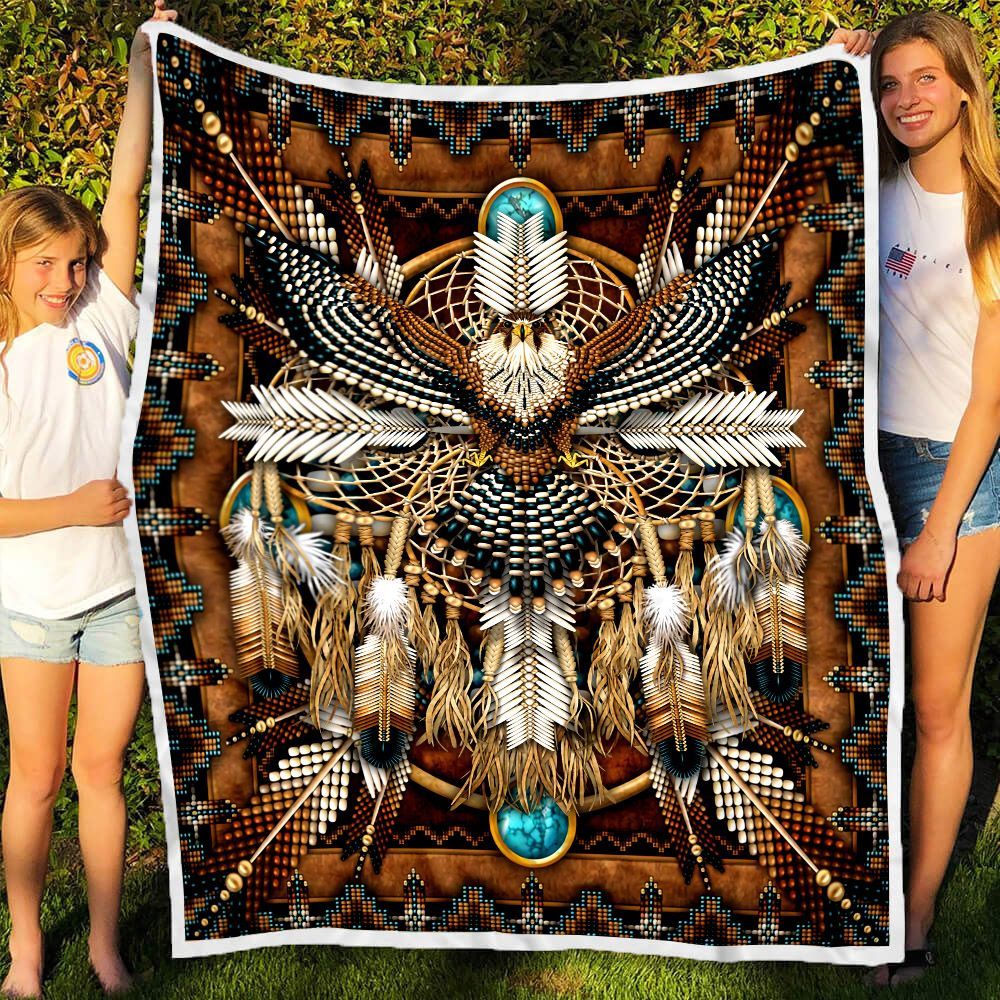 Native American Eagle Dreamcatcher Sherpa Fleece Blanket