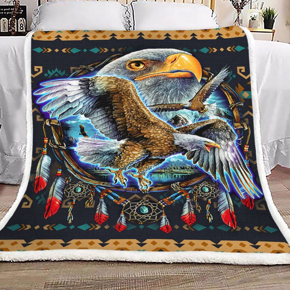 Native American Eagle Sherpa Fleece Blanket
