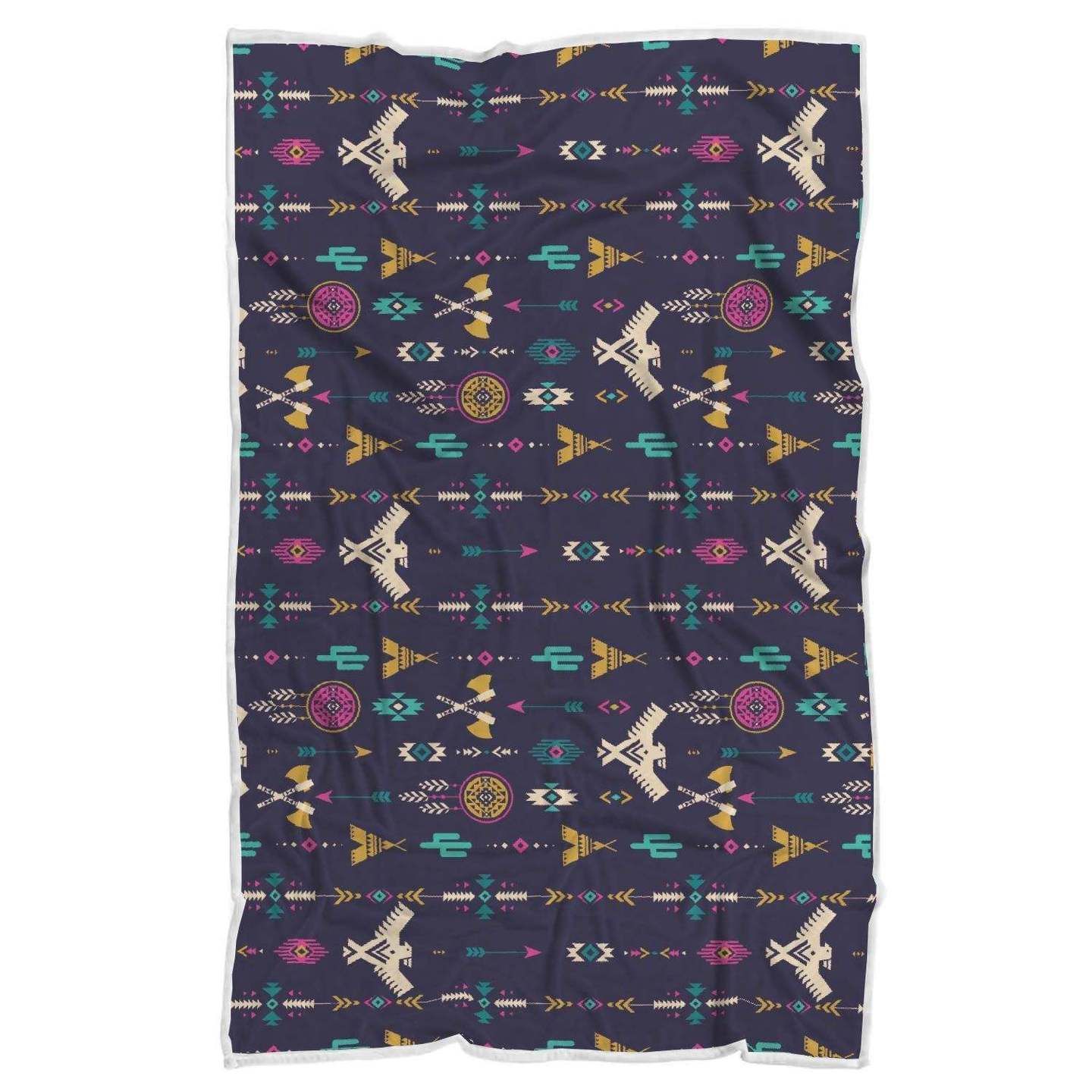 Native American Eagle Indian Pattern Sherpa Fleece Blanket