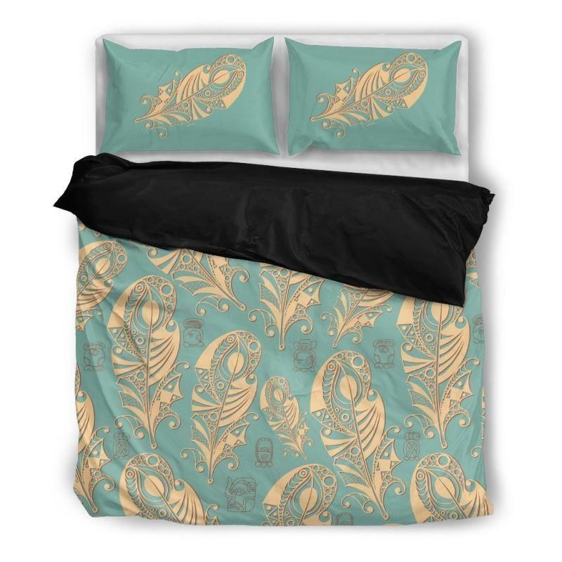 Native American Feather Blue And White Bedding Set