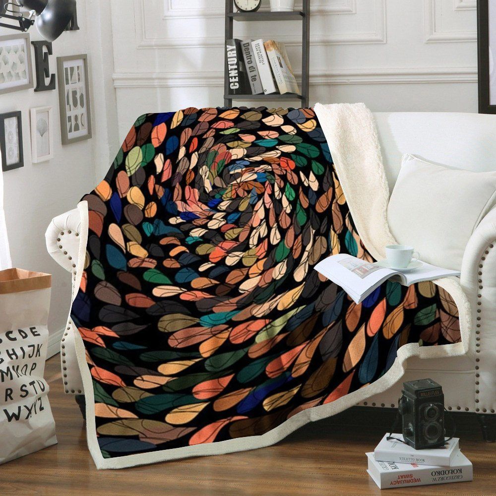 Native American Feather Sherpa Fleece Blanket