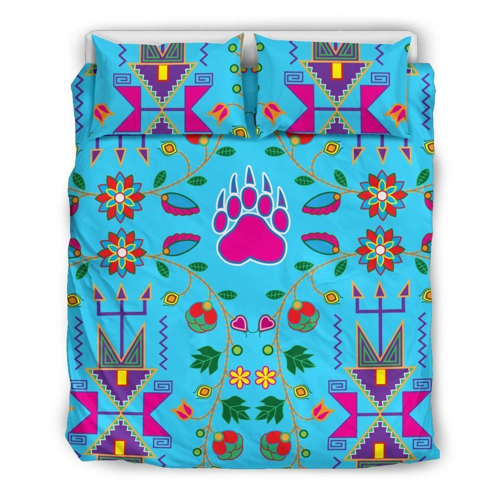 Native American Geometric Floral Fall Sky Blue Bedding Set