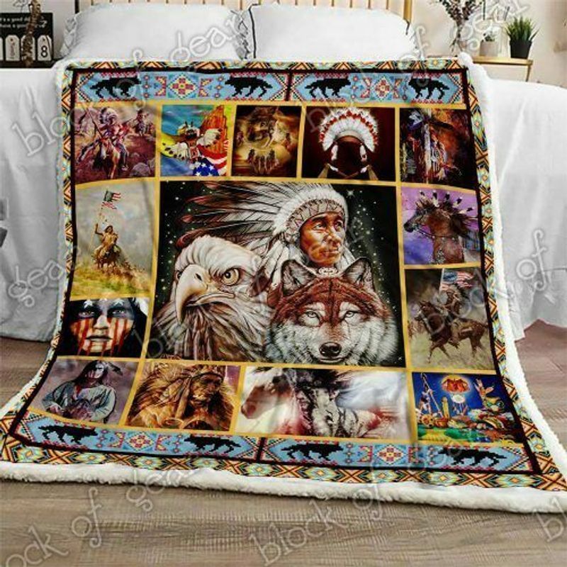 Native American Sherpa Fleece Blanket