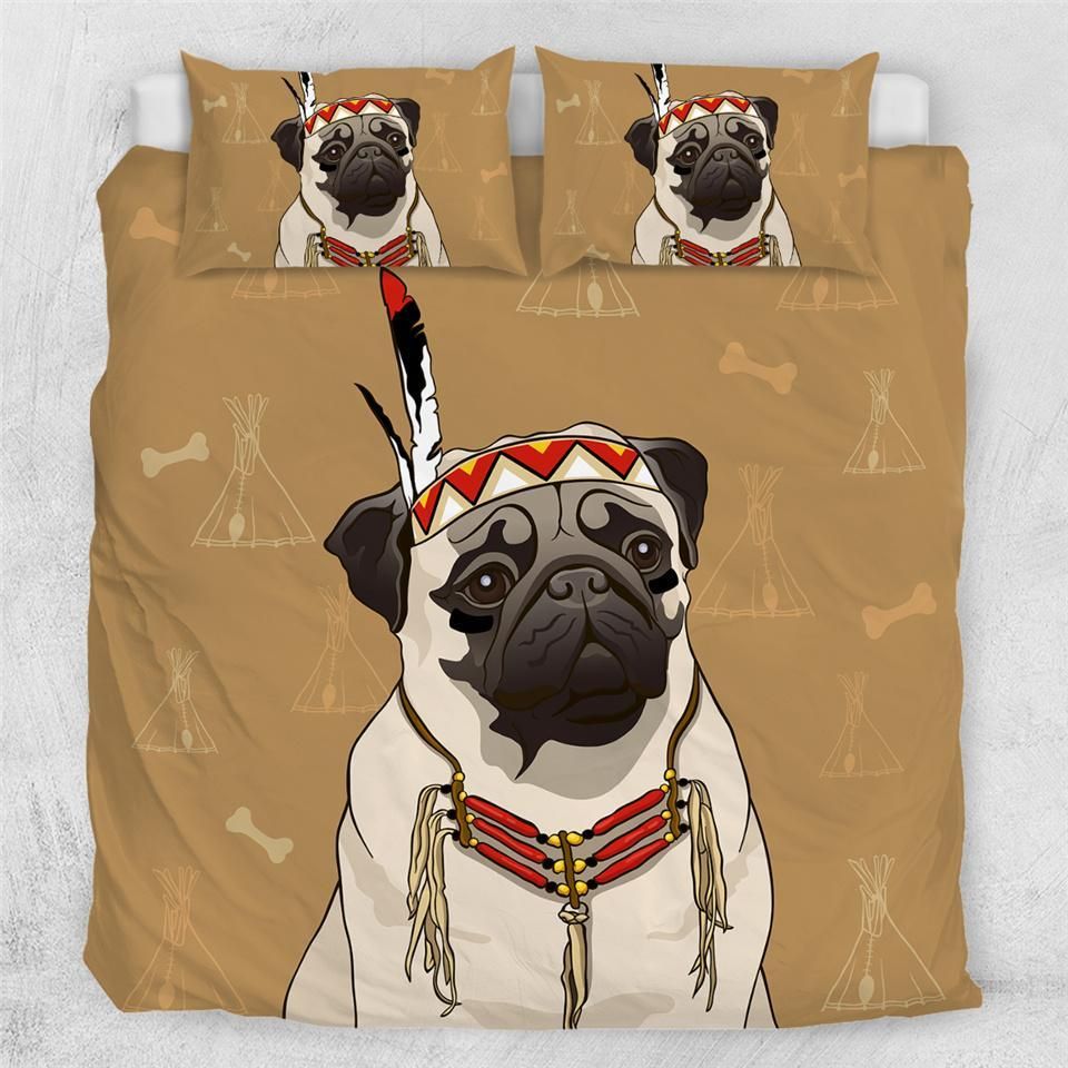 Native American Hippie Pug Bedding Set