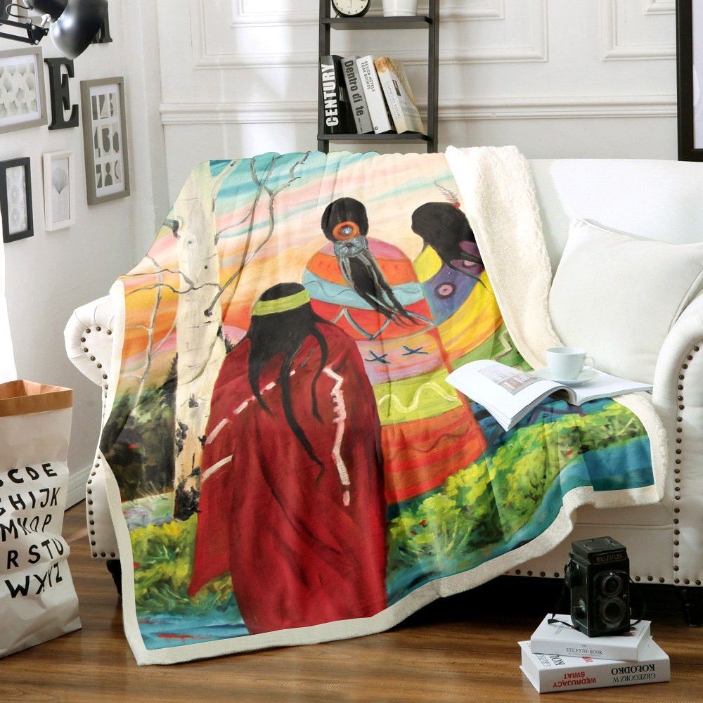 Native American Sherpa Fleece Blanket