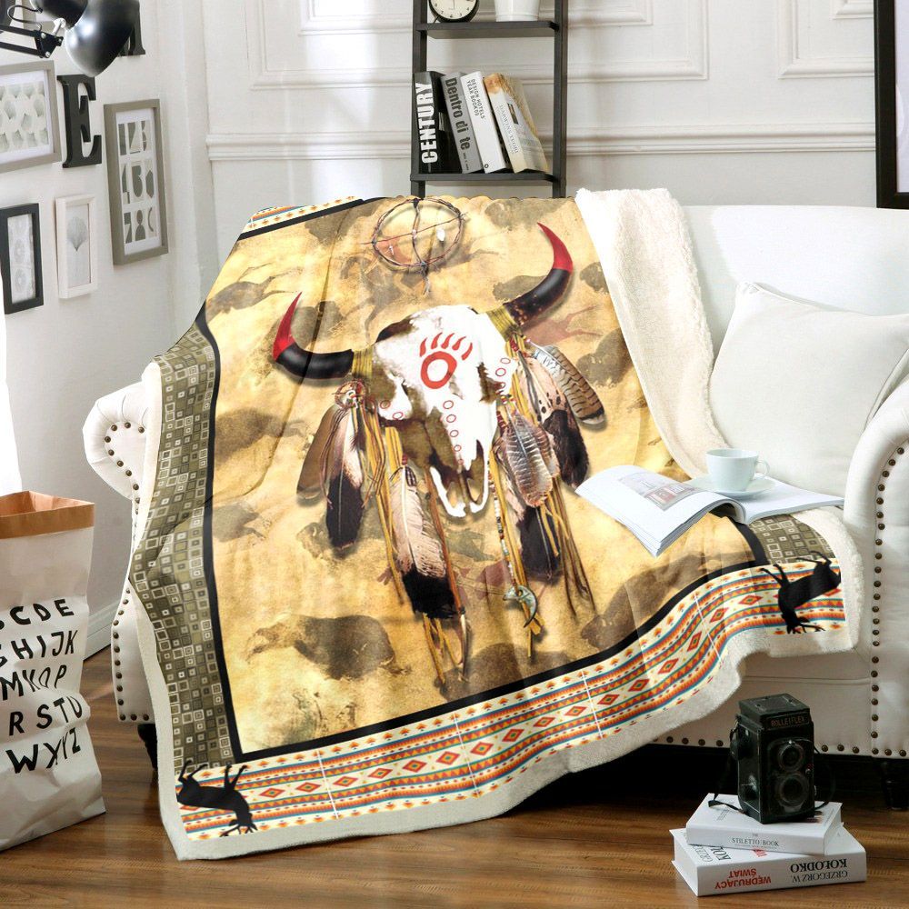 Native American Sherpa Fleece Blanket