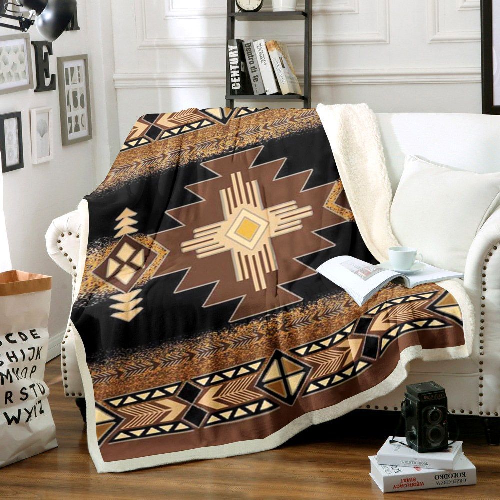 Native American Sherpa Fleece Blanket