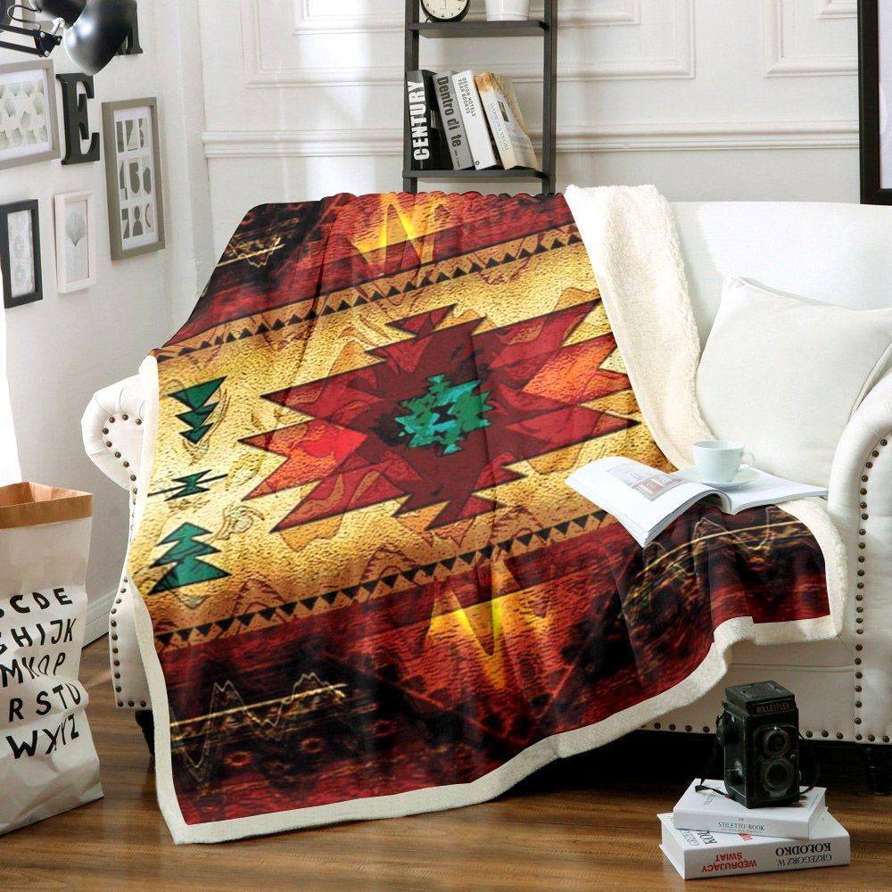 Native American Sherpa Fleece Blanket