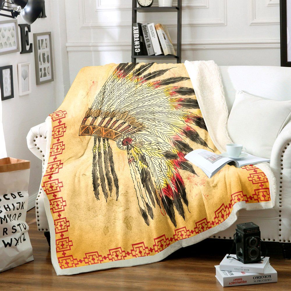 Native American Sherpa Fleece Blanket