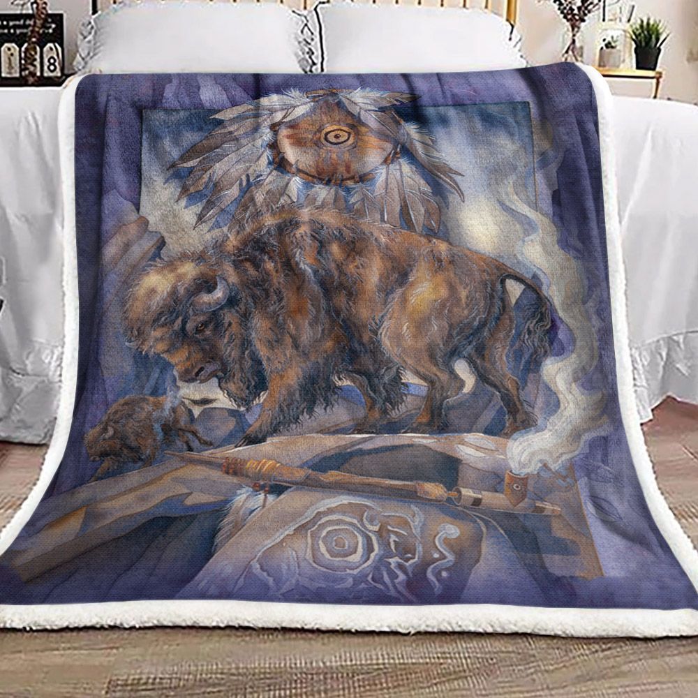 Native American Sherpa Fleece Blanket