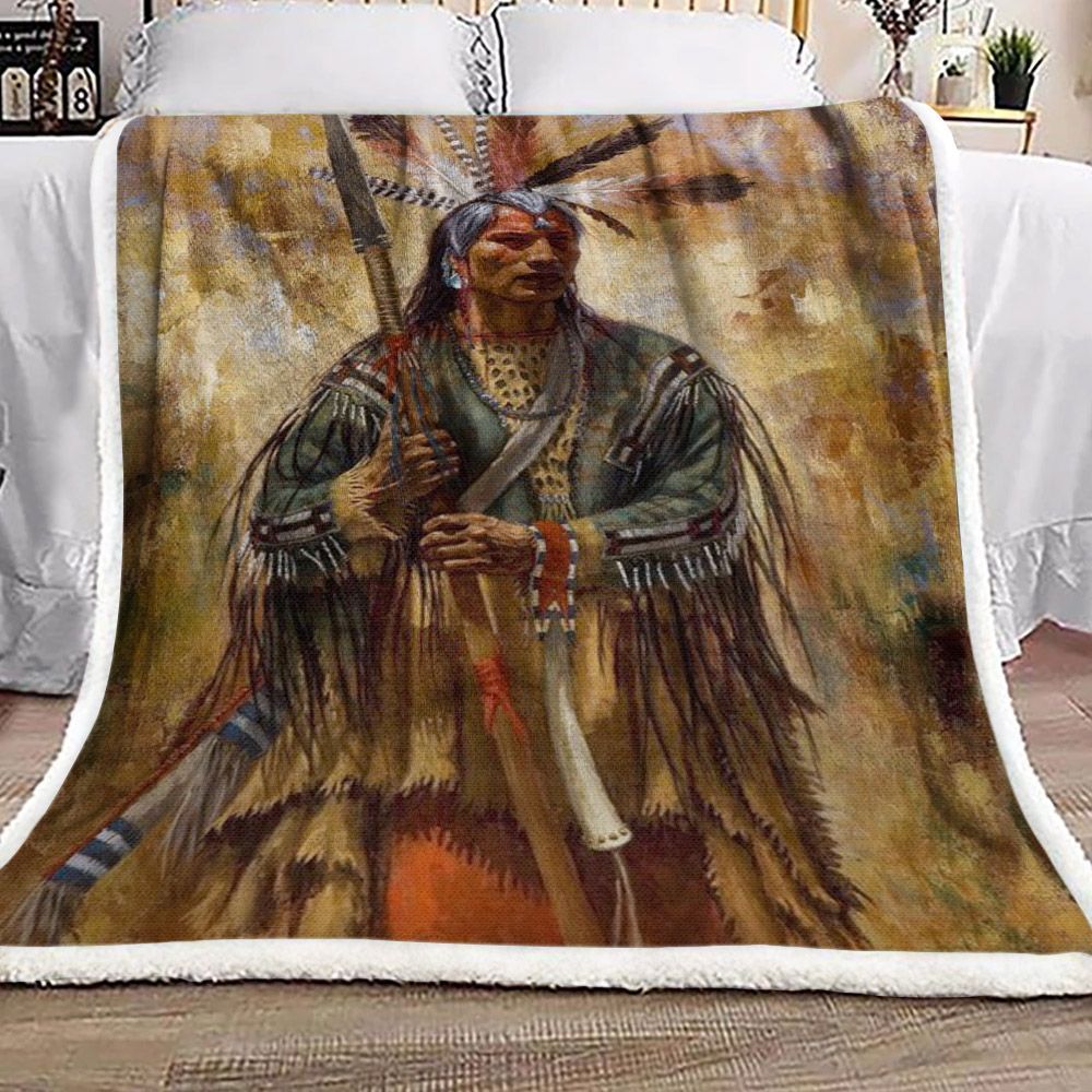 Native American Sherpa Fleece Blanket