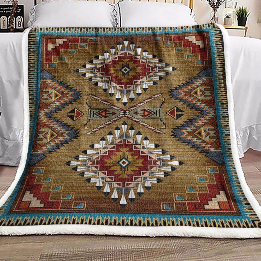 Native American Sherpa Fleece Blanket