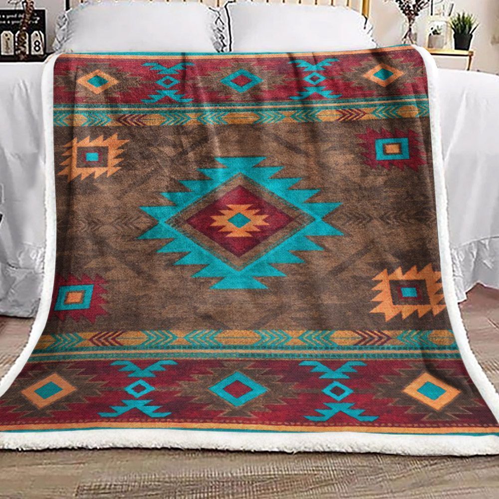Native American Sherpa Fleece Blanket