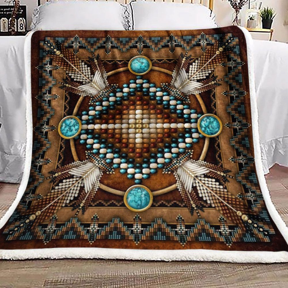Native American Sherpa Fleece Blanket