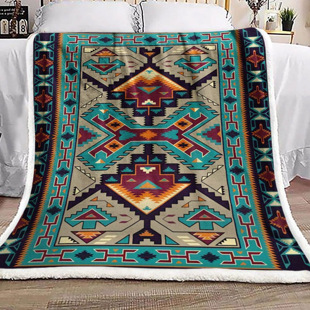 Native American Sherpa Fleece Blanket