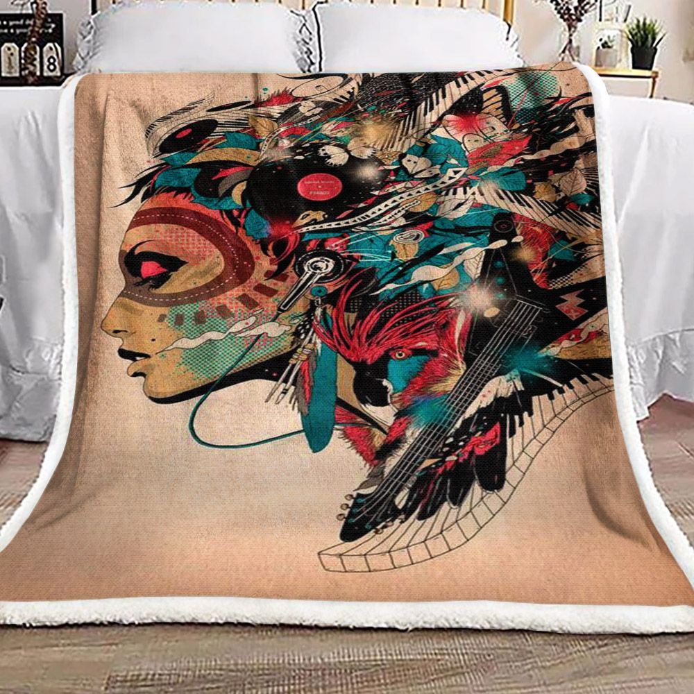 Native American Sherpa Fleece Blanket