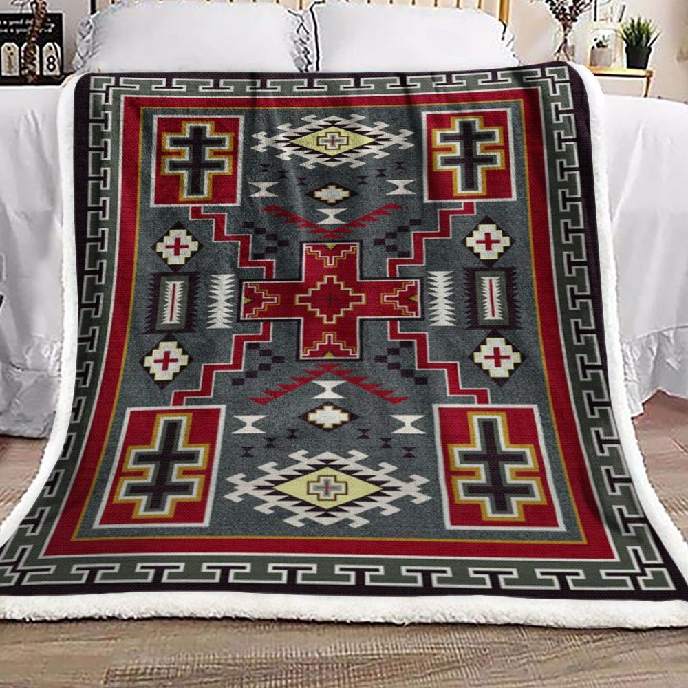Native American Sherpa Fleece Blanket