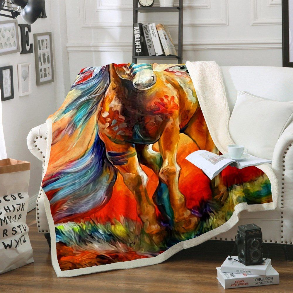 Native American Horse Sherpa Fleece