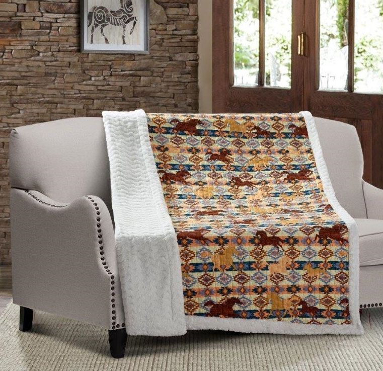 Native American Horse Sherpa Fleece