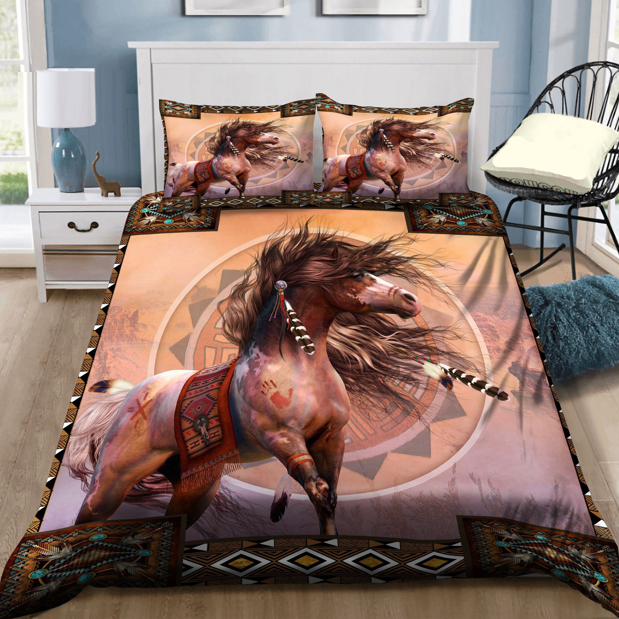 Native American Horse Bedding Set