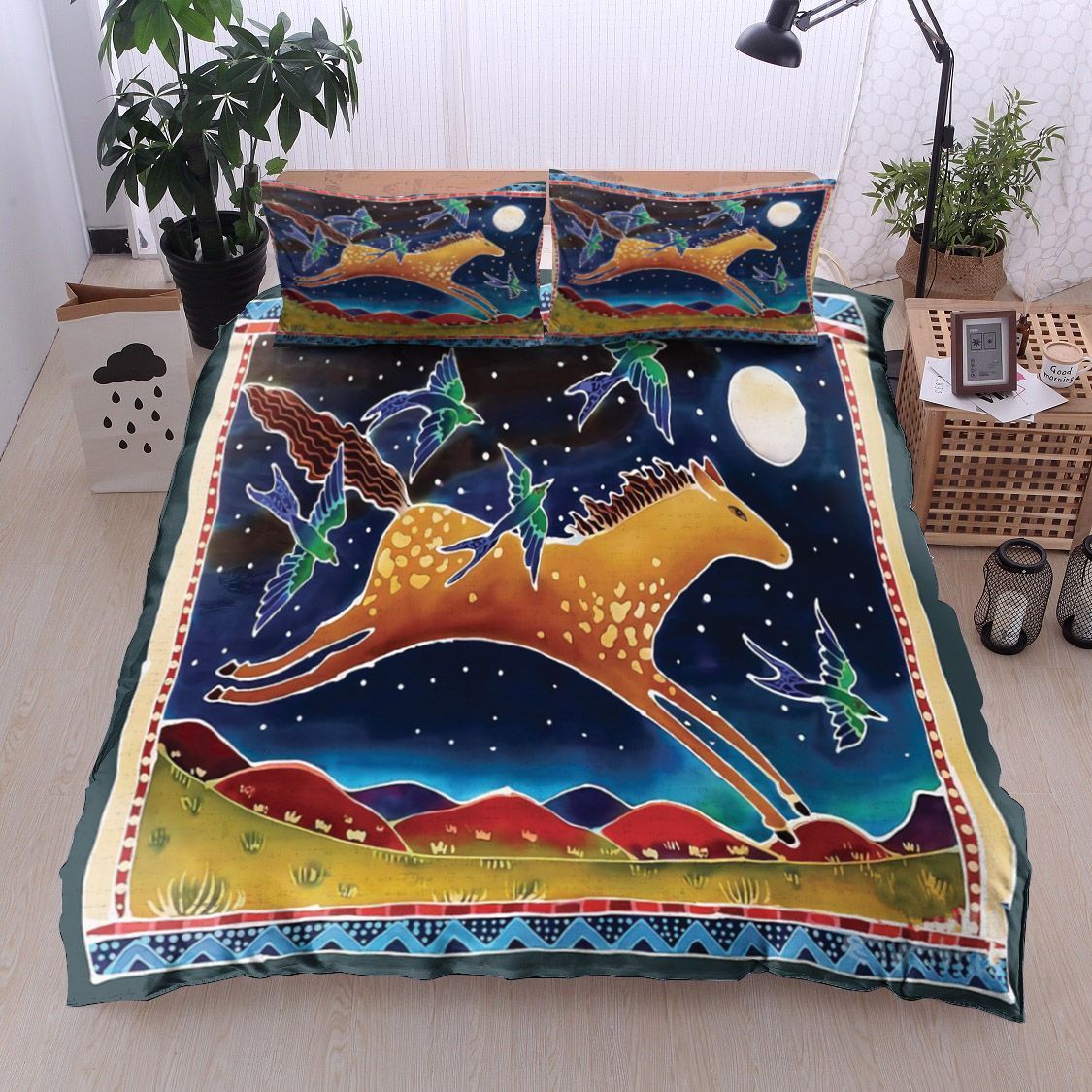 Native American Horse Hummingbird Bedding Set