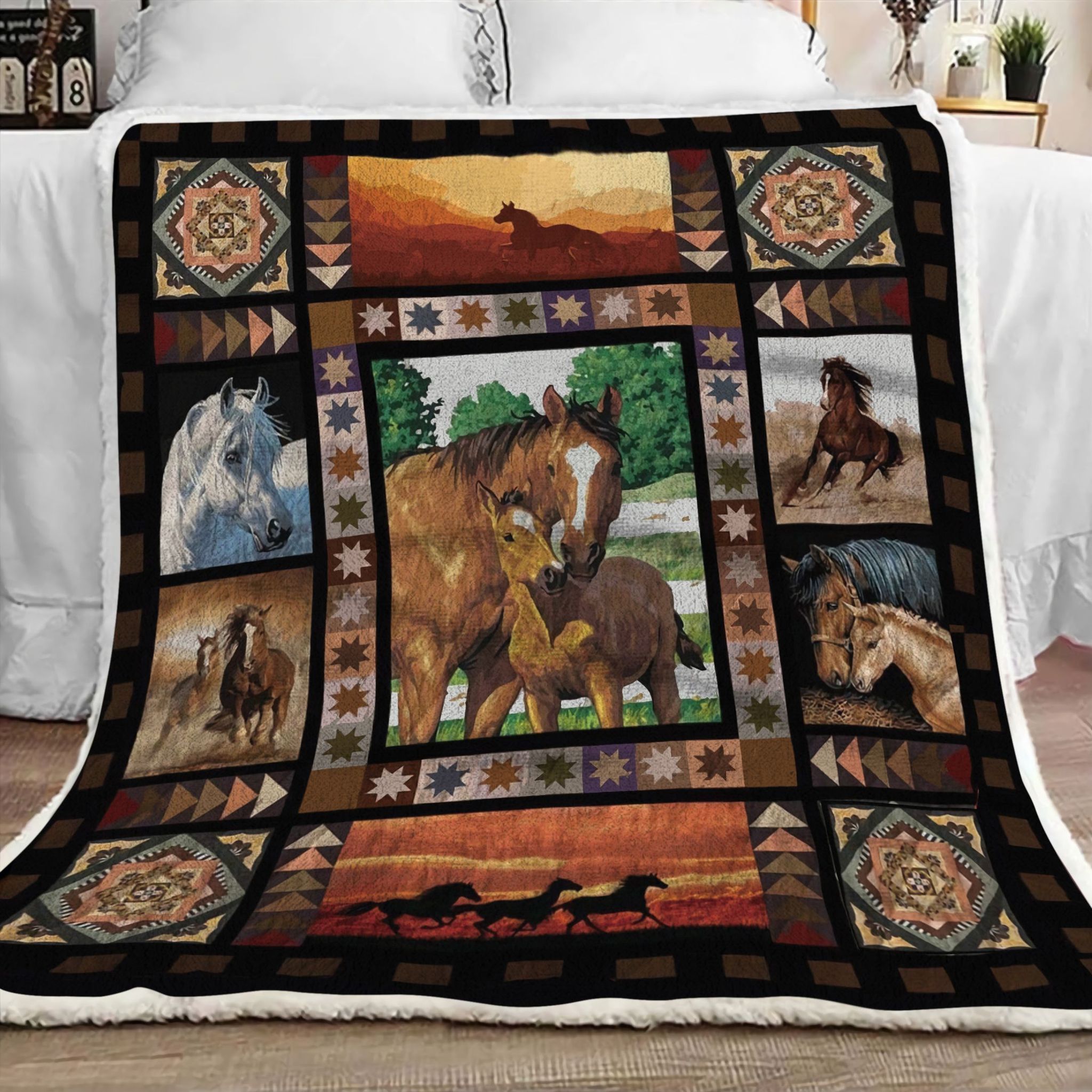 Native American Horse Fleece Blanket