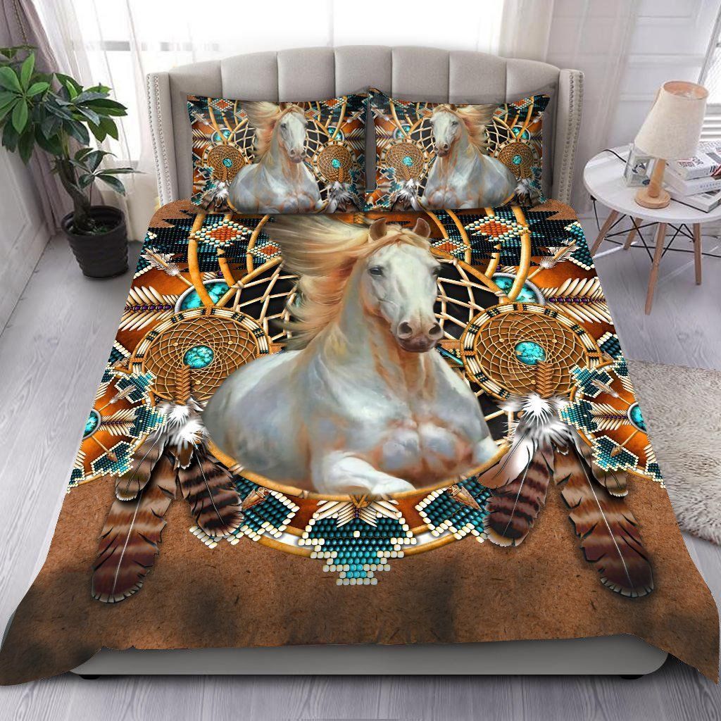 Native American Horses Pattern Bedding Set