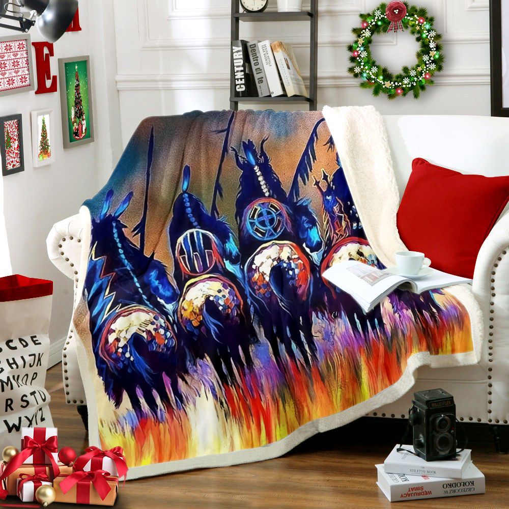 Native American Sherpa Fleece Blanket