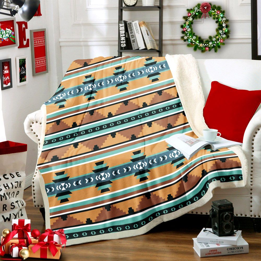 Native American Sherpa Fleece Blanket
