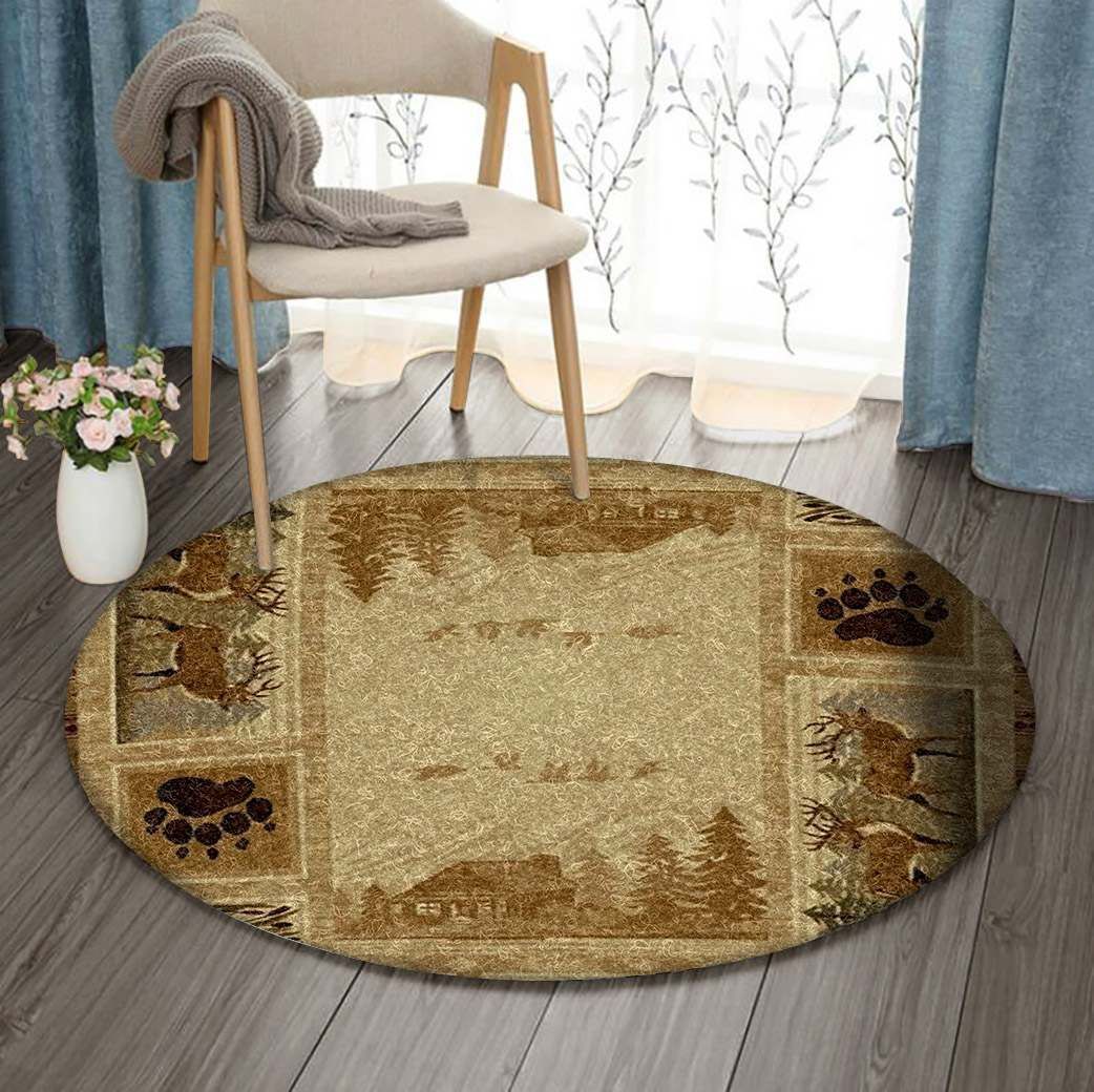 Native American Hunting Round Carpet