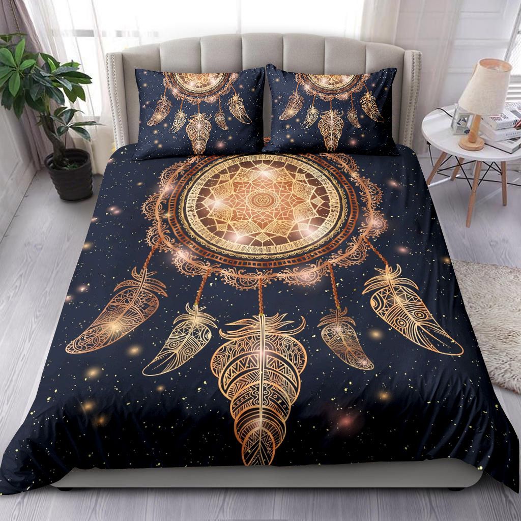 Native American Indian Talisman Dreamcatcher With Magic Mandala And Feathers Bedding Set