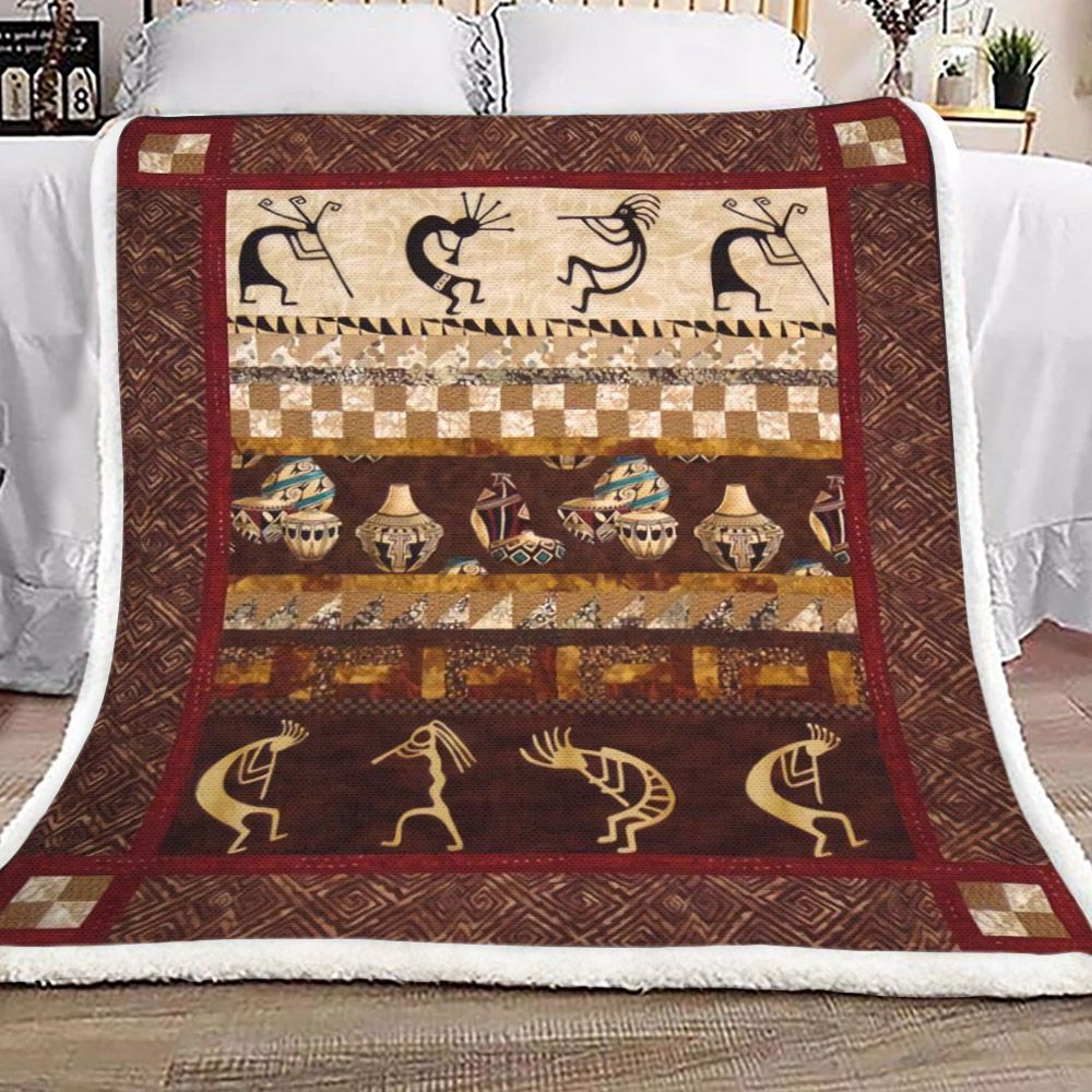 Native American Kokopelli Sherpa Fleece Blanket