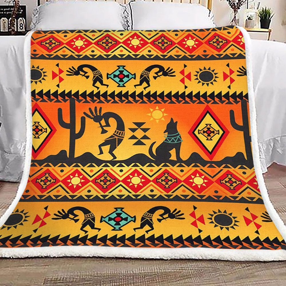 Native American Kokopelli Sherpa Fleece Blanket