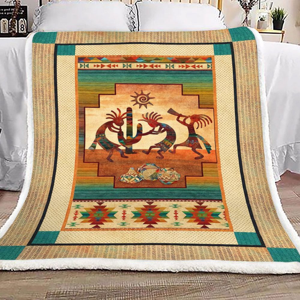 Native American Kokopelli Sherpa Fleece Blanket