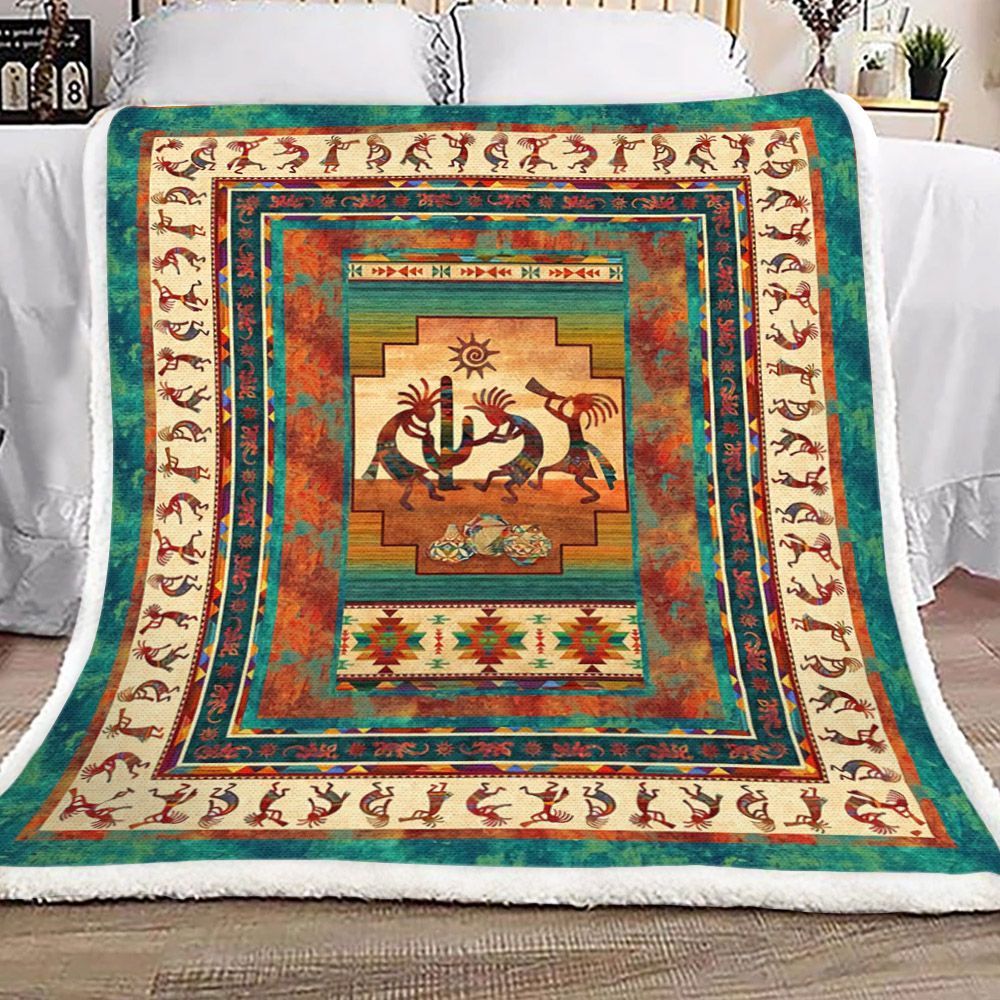 Native American Kokopelli Sherpa Fleece Blanket