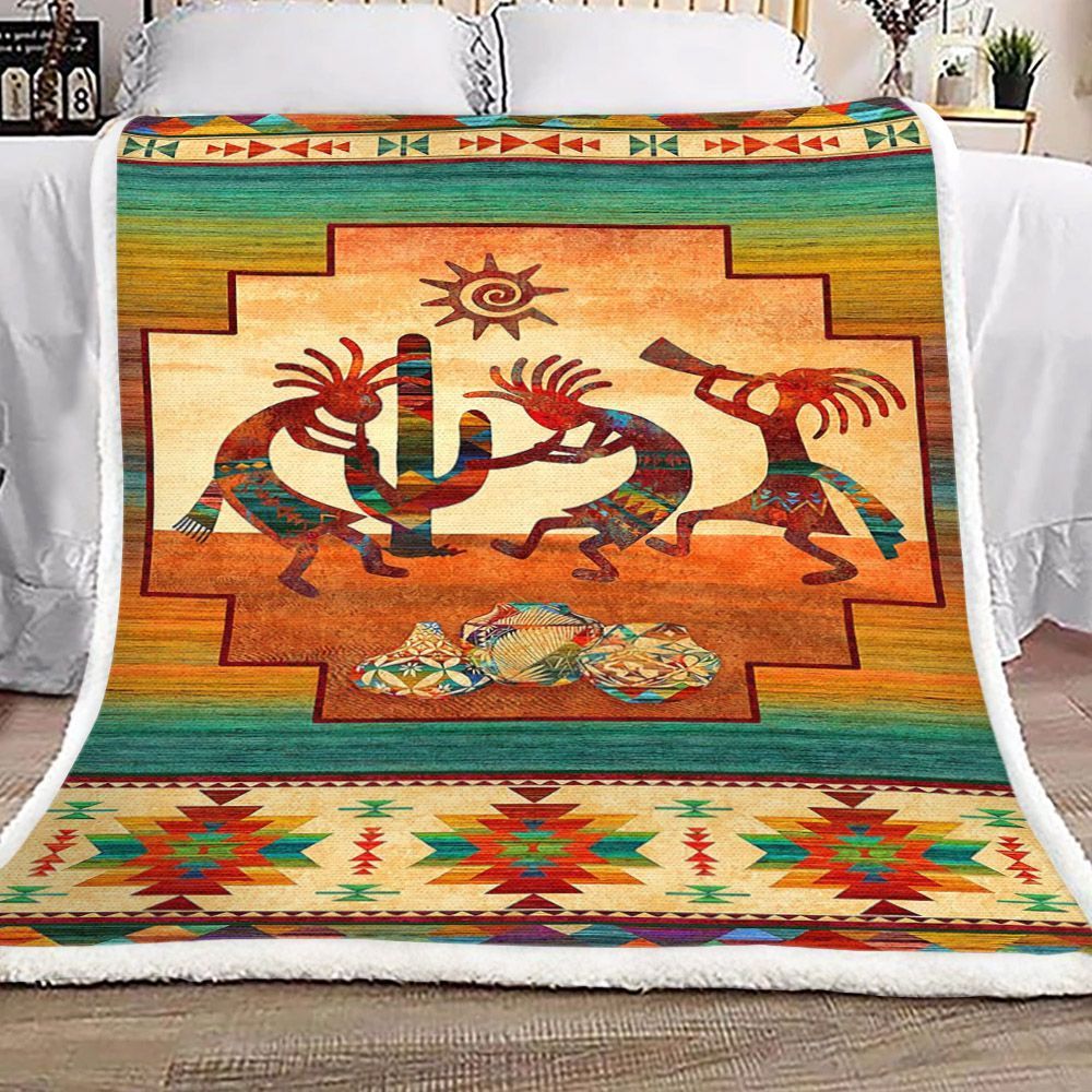 Native American Kokopelli Sherpa Fleece Blanket