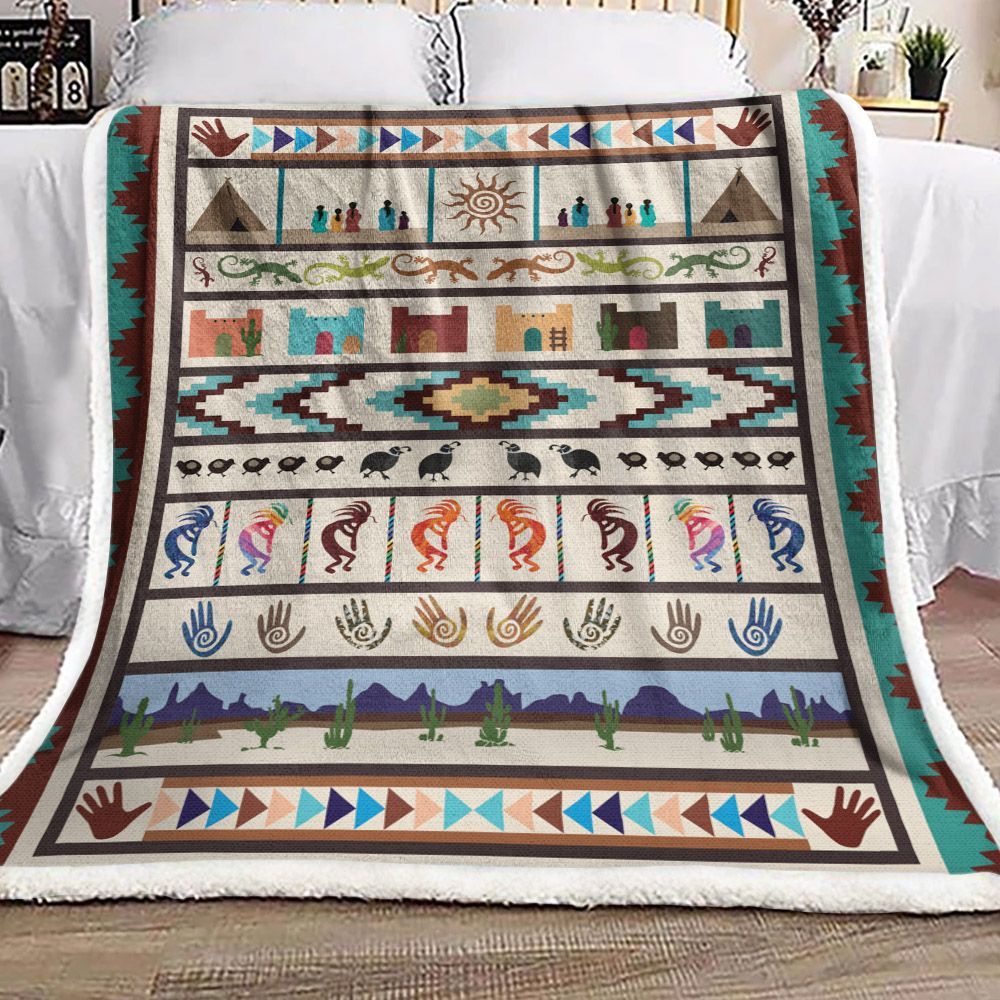 Native American Kokopelli Sherpa Fleece Blanket