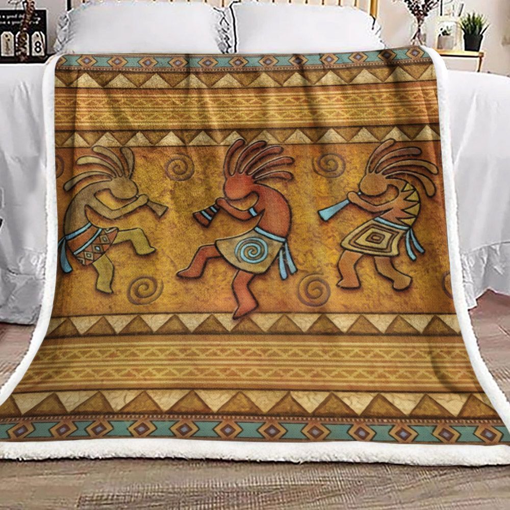Native American Kokopelli Sherpa Fleece Blanket